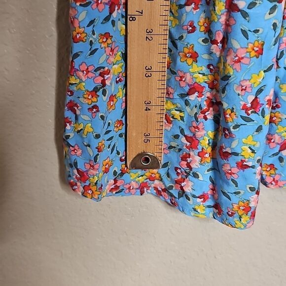 LOFT Blue Floral Flutter Sleeve Dress 8 - Picture 7 of 9